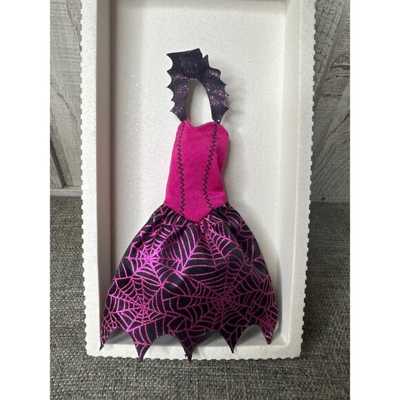Monster High Doll Clothes Pink & Black Spiderweb Dress With Glitter Detail - Picture 1 of 3